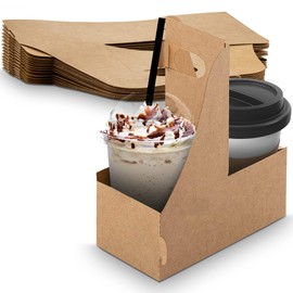 MT Products 2 Cup Kraft Paperboard Small Drink Carrier with Convenient Handles - Size 7.625" X 3.75" X 8.875" (Pack of 15) - Made in The USA