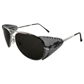 Global Vision Eyewear Aviator Z87 Motorcycle Sunglasses Silver Frames Smoke Safety Lens