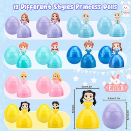Pack of 12 Easter Eggs Filled with Princess Toys for Girls, Easter Gifts for Children, Easter Eggs, Perfect for Easter Baskets, Decoration for Party, Classroom & Easter Incentives, Perfect Party Gifts