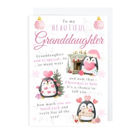 Second Ave Special Granddaughter Love Penguin Christmas Xmas Holiday Festive Greetings Card