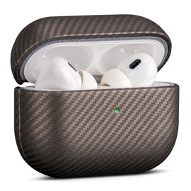 Haobobro [Carbon Fibre Texture] Leather Case for AirPods Pro 2 - Handmade AirPods Pro 2 Leather Case - Shockproof AirPods Pro 2 Leather Case - AirPods Pro 2 Protective Leather Case - Titanium Desert
