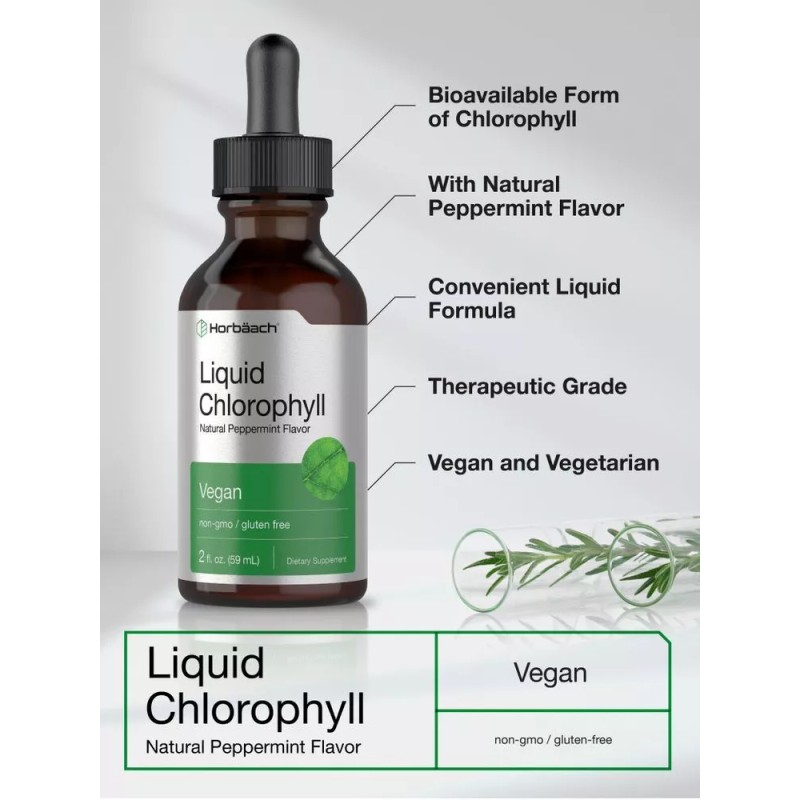 Horbäach Liquid Chlorophyll | 2 fl oz | Natural Peppermint