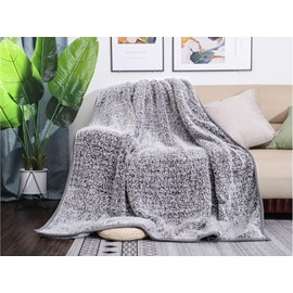 EMME Fuzzy Fleece Throw Blanket Throw Size Ultra Soft Warm Sherpa Blanket Microfiber Cozy Blanket for Couch Sofa Lightweight Fuzzy Thick Reversible Couch Blanket(Grey, 127x152cm)