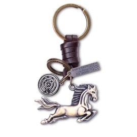 AuPra Raising Horse KeyRing Gift Women Men Animal Leather KeyChain Girl Boy Surprise Addition Keys Present