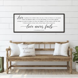 GraceView Love Never Fails Wall Decor - 41"X14" 1 Corinthians 13 Wall Art Love Never Fails Sign Love Is Patient Love Is Kind Wall Art - Corinthians 13 4-8 Love Is Patient Wall Art(Black)