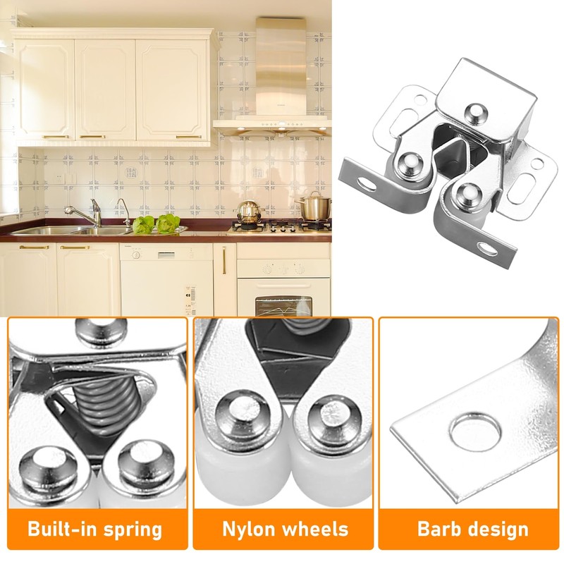 Pack of 10 Double Roller Catch Cabinet Locks, Furniture Catches,