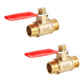 Aopin Ball Valve Brass G 1/4" Male Thread x G 1/4" Male Thread Valve Blocks Water, Oil, Gas Liquids, Vinyl Handle, Suitable for PEX, Copper, HDPE2 Pieces