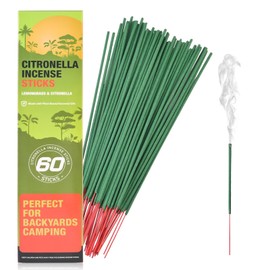 Citronella Incense Sticks - Suitable for Outdoor Camping, Patio, Hiking,etc (1 Pack Contains 60 Sticks)
