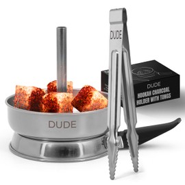 Hookah Coal Holder with Hookah Tongs - Hookah Charcoal Holder with Hookah Tongs for Coal - Hookah Heat Management Device with Hookah Tongs and Poker - Hookah HMD - Hookah Bowl Accessories (Silver)