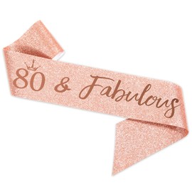 80th Birthday Sash and Tiara for Women - Rose Gold Crown & Fabulous Sash - Birthday Gifts for Party Favor Supplies
