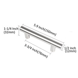 KISNGYAFE 20 Pack Cabinet Pulls Stainless Steel Kitchen Drawer Pulls Kitchen Cabinet and Drawer Handles (Silver, 3-3/4'' Hole Center