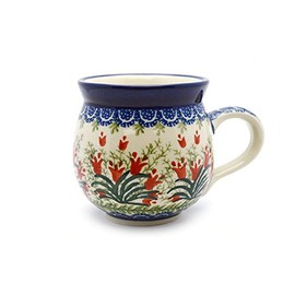 Polish Pottery Mug - 15 oz. Bubble - Crimson Bells