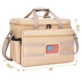 ITHWIU Patrol Bag Law Enforcement, Police Gear Bag Car Front Seat Organizer for Police with Laptop Layer and Cup Holders, MOLLE System, Fits Vehicle Passenger Seat Khaki