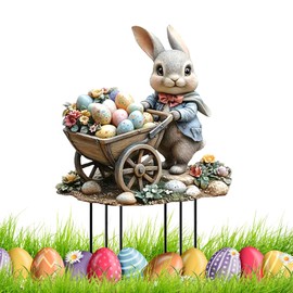 CHIHOLEN Easter Decoration Outdoor, Garden Stake, Easter, Spring Decoration Outdoor, Easter Bunny Figures, Vintage Garden Stake Decoration, Acrylic Easter Decoration for Outdoor Indoor Garden (A)