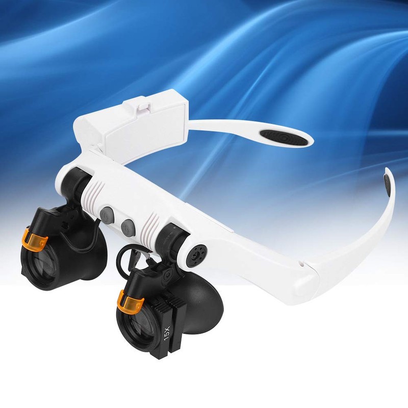 Head Mount Magnifier with LED Light, Hands Free Headband Magnifying
