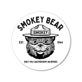 Round Smokey Bear Est 1944 Sticker (Established Classic Smoky Decal Vinyl Vintage Camp Hike)