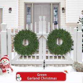 26 Inch Christmas Wreaths for Front Door Realistic Large Winter Greenery Pine Cedar Wreaths for Windows Xmas Holiday Home Table Mantle Yard Farmhouse Wall Door Porch Hanging Decor Outdoor Indoor