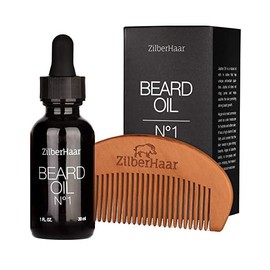 ZilberHaar Beard Oil №1 - Pure, Organic Moroccan Argan and Jojoba Oil for Natural Beard Growth and Hydration - 1 oz - Free Beard Comb Gift