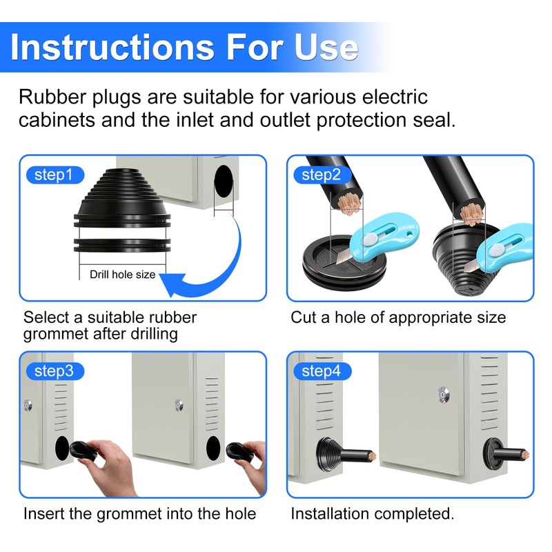 Hmknana 15 Sizes Rubber Grommet Kit, Round & Tower Shaped