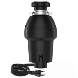 Garbage Disposal, 1/2 HP for Kitchen Sink Quiet with Stopper, Power Cord, Stainless Steel, Continuous Feed Food Waste Disposer