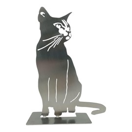 ARTTEC Sitting Cat - Elegant Stainless Steel Decoration for Garden, Balcony & Patio | All Year Round Metal Garden Decoration - Stainless Steel - Made in Germany