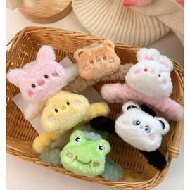 Cute Cartoon Plush Small Animal Large Hair Clip for Girls One Size/2 Panda 20ea