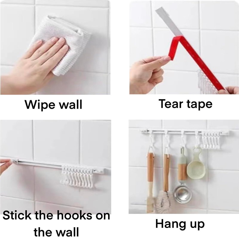 TTYGRHQ 2Pcs Multifunctional Slide Rail Hook, Adhesive Wall Hooks Rack