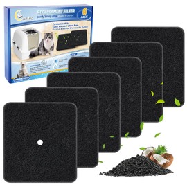 Cunina 6 pack Cat Litter Box Replacement Carbon Filters Compatible with Catit Hooded Litter Box, Pre-Cut Activated Charcoal Air Purifier for Cat Litter Pan