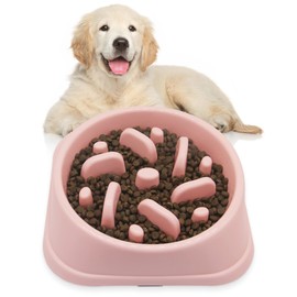 Suhaco Slow Feeder Dog Bowl Slow Feeder Prevents Choking and Overeating, Non-Slip Dog Bowl for Small and Medium Dogs, Puzzle, Pet Feeding Bowls (Pink)