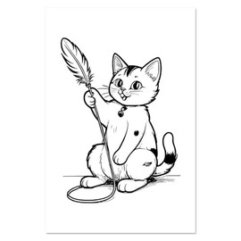 Azeeda Super A1 'Cat Playing With A Feather Toy' Wall Poster/Print (PP00266548)