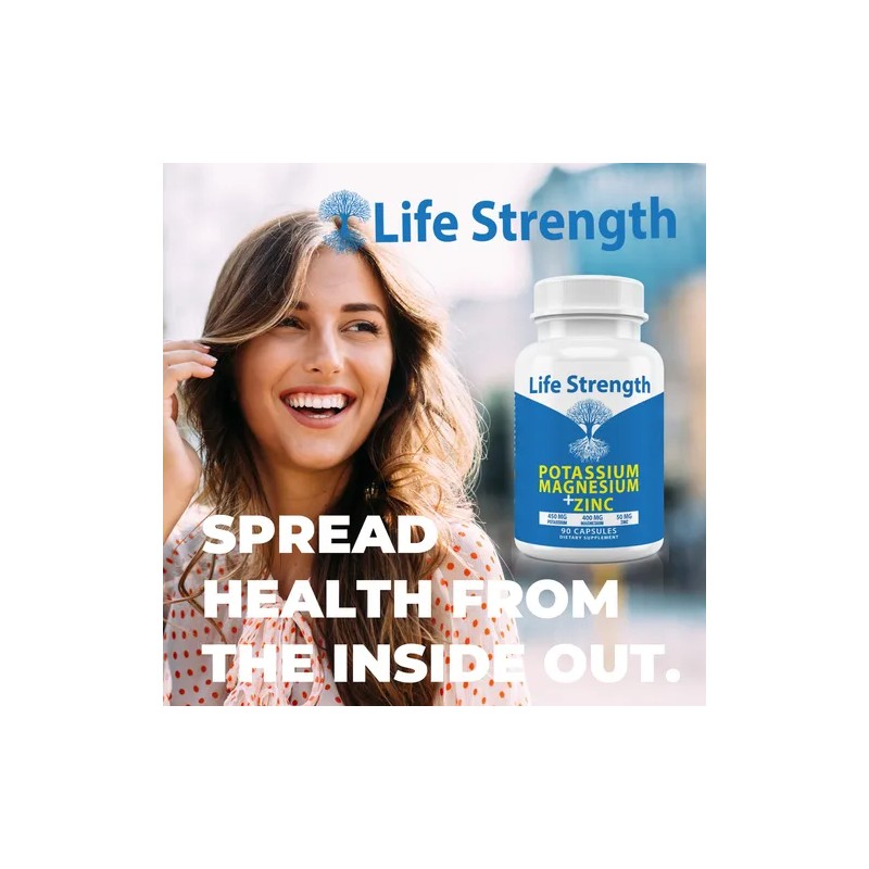 Life Strength Suplementos De Magnesio Y Zinc, 90 Cpsulas ,