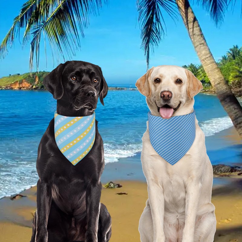 Agroon Dog Bandanas Small 2PCS, Summer Blue Boy Scarf, Durable