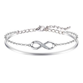 LSxAB Infinity Bracelet Endless Love Symbol Charm Adjustable Bangle Bracelets for Women Mother's Day Gift