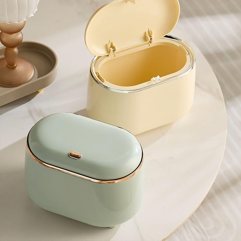 AIMALL Self-Designed Light Luxury Desktop Trash Can – Oval Storage