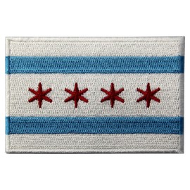 Chicago City Flag Embroidered Iron On Sew On Illinois Patch