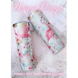 Onebttl Flamingo Skinny Tumbler Gifts For Women, Female, Her and Flamingo lovers - 20oz/590ml Stainless Steel Insulated Tumbler with Straw, Lid, Message Card- Glitter
