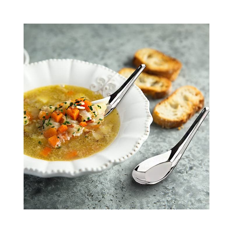 Stainless Steel Chinese Soup Spoons Set of 6 Asian Soup