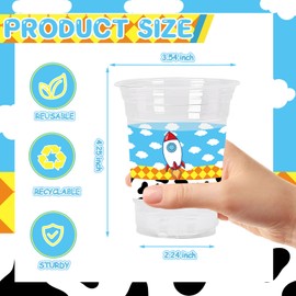GANKTOWCOY Cartoon Story Party Supplies,12oz Cartoon Story Birthday Party Cups Disposable Clear Plastic Cups for Cartoon Story Party Table Supplies (40PCS)
