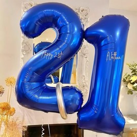 PomeloCoto Blue Number 9 Balloons, Small Birthday Decorations, 9 Years Old, 33.9 inches (86 cm), Blue Balloons, Number 9 Suji, Balloons, For Anniversaries, Carnivals, Graduations, Proposals, Photo