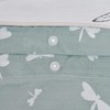 Sleepdown Dragonfly White Green Reversible Duvet Cover Quilt Pipe Edge