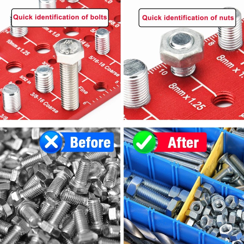 Manalete Thread Checker, 30 Nut and Bolt Thread Checker, Screw