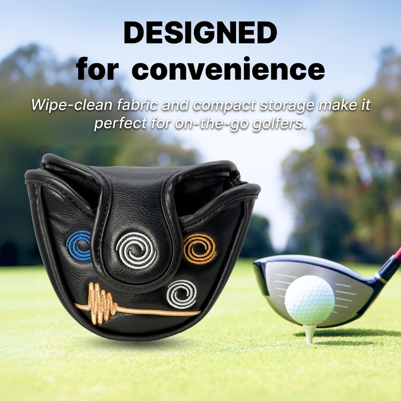 Mallet Putter Head Cover, Magnetic Closure, Black PU Leather, Odyssey