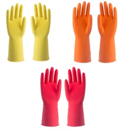 Floatdream 6 Pairs Reusable Rubber Household Gloves, Rubber Gloves with Non-Slip Handle, Household Gloves, for Housework, Cleaning, Laundry, Car Washing