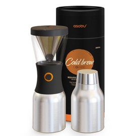 asobu Cold Brew Coffee Maker, Award-Winning 40oz Insulated Cold Brew Brewer with Portable Stainless Steel Carafe – No.1 Europe Coffee Fest Winner, Leakproof, BPA-Free, Keeps Cold 24H