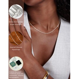 ZHESHY 925 Sterling Silver Chain Necklace Women's Fine Chain Silver 925 Curb Chain Singapore Chain Shiny Silver Chain 925 Without Pendant Antioxidation Width 0.8/1.1/1.2/1.5 mm Length 40 cm - 55 cm