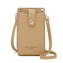 LEOLEO Women's Smartphone Pouch, Shoulder Bag, Cross-body Pouch, Shoulder Bag, Pochette Handbag, Popular, Cute, Lightweight, Wallet, beige