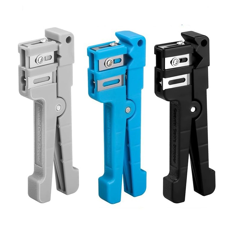 3-Pack Coaxial Cable Stripper Tool, Fiber Optic Cable Stripper for