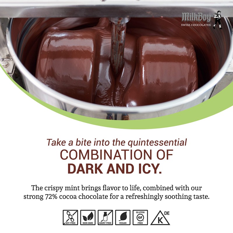 Milkboy Swiss Chocolates - 72% Cocoa with Crispy Mint Chocolate