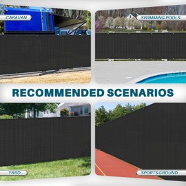 COARBOR 6' x 50' Privacy Fence Screen Heavy Duty Windscreen Fencing Mesh Shade Net Cover for Outdoor Wall Backyard Patio Deck and Porch, Black