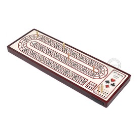 House of Cribbage - Artfornia Series - Wooden Cribbage Board Alphabet E Shape Continuous 3 Tracks with pegs Storage Drawer